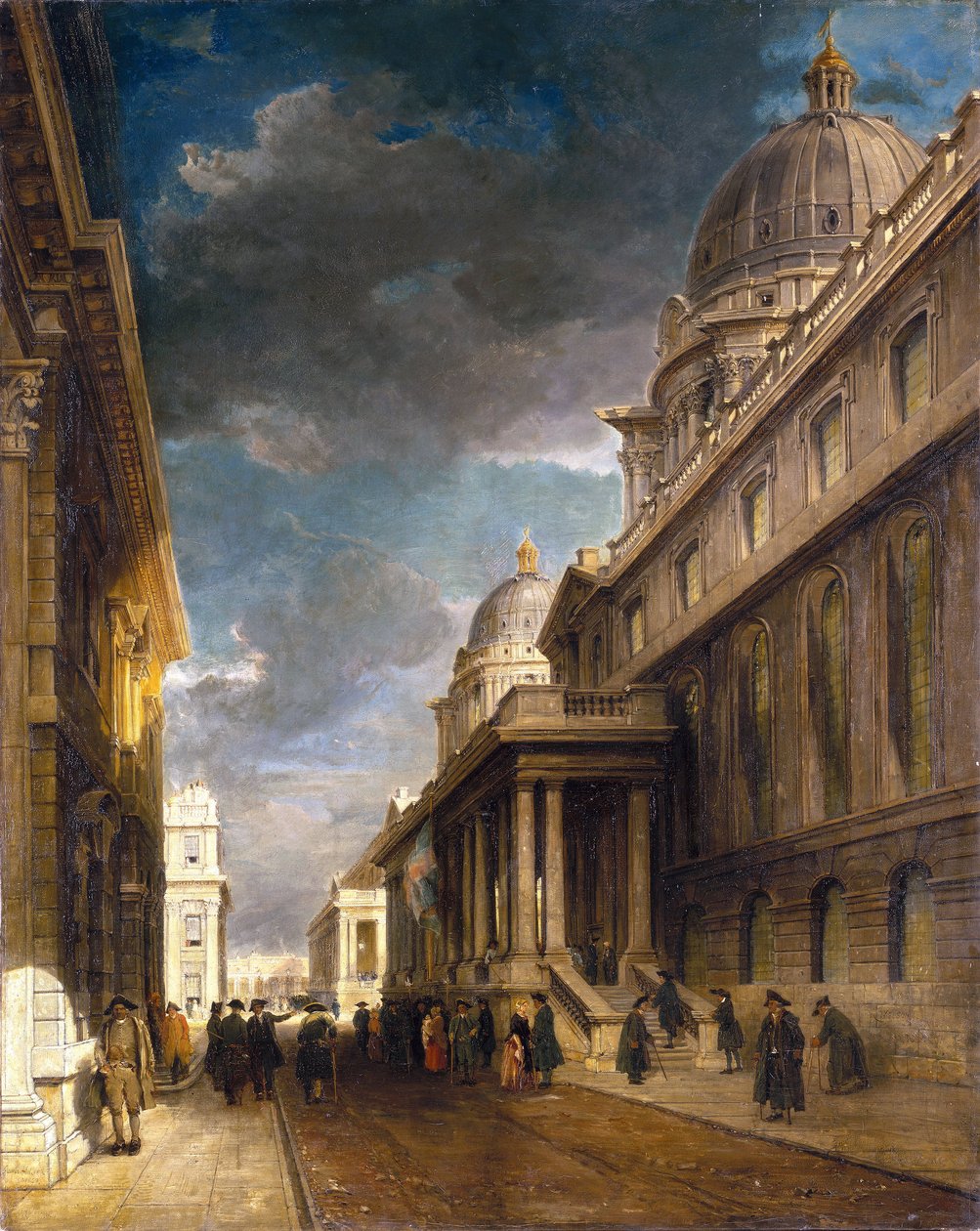 Greenwich Hospital (England) (jetzt College Walk), gesehen von Westen in Richtung Grand Square von James Holland