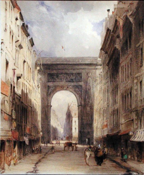 Rue Vivienne und Porte St. Denis, Paris, ca. 1830 von James Holland