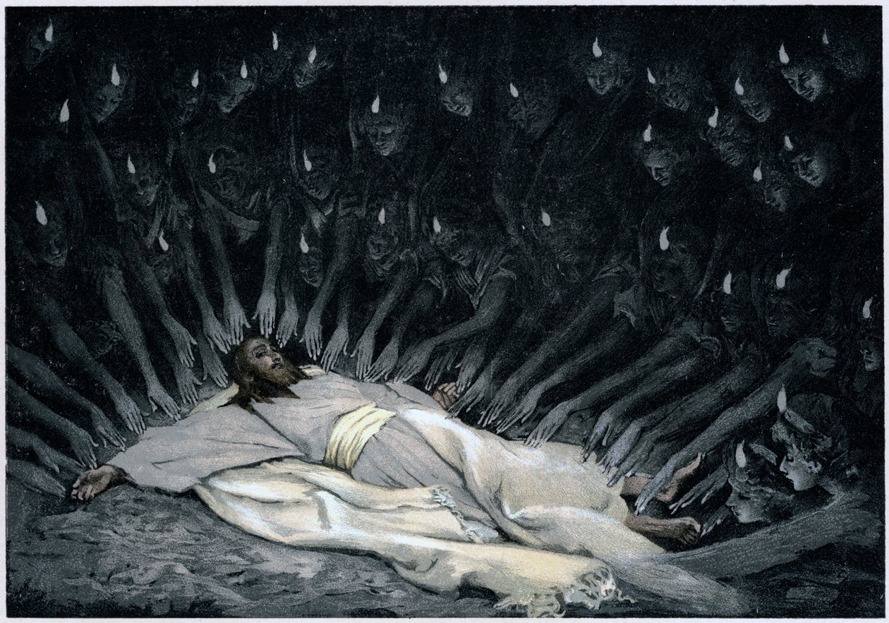 Engel dienen Jesus, nachdem der Teufel ihn verlassen hat von James Jacques Joseph Tissot