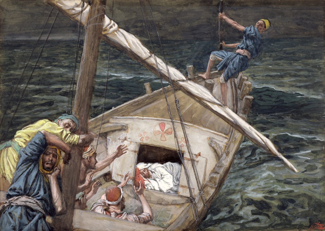 Christus schläft während des Sturms, Illustration für Das Leben Christi, ca. 1886-94 von James Jacques Joseph Tissot