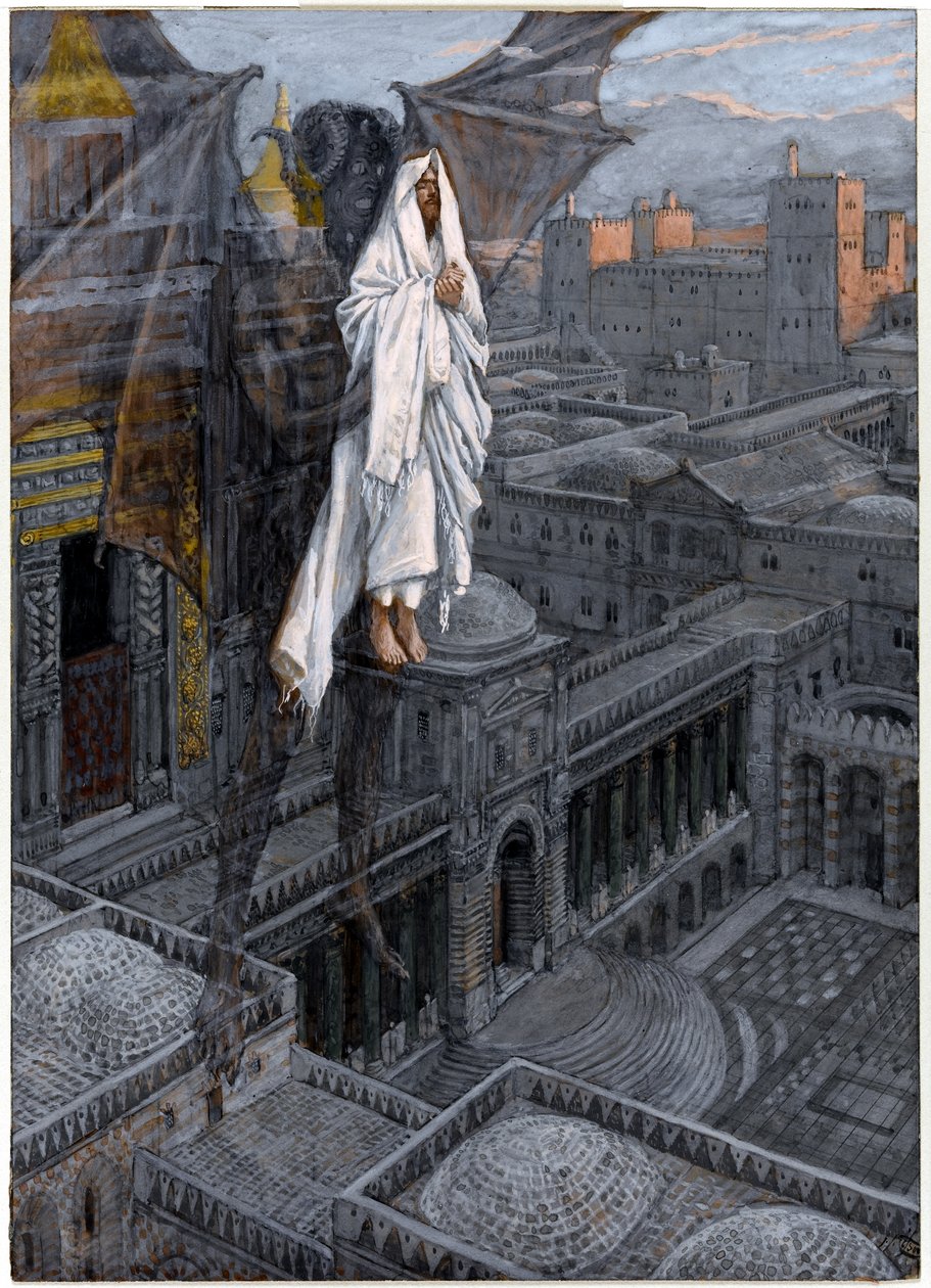Christus wird auf eine Zinne des Tempels getragen, Illustration für Das Leben Christi, ca. 1884-96 von James Jacques Joseph Tissot