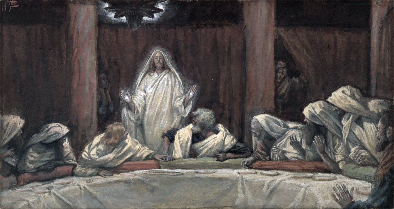 Er erschien den Elf, als sie zu Tisch saßen, Illustration für Das Leben Christi von James Jacques Joseph Tissot