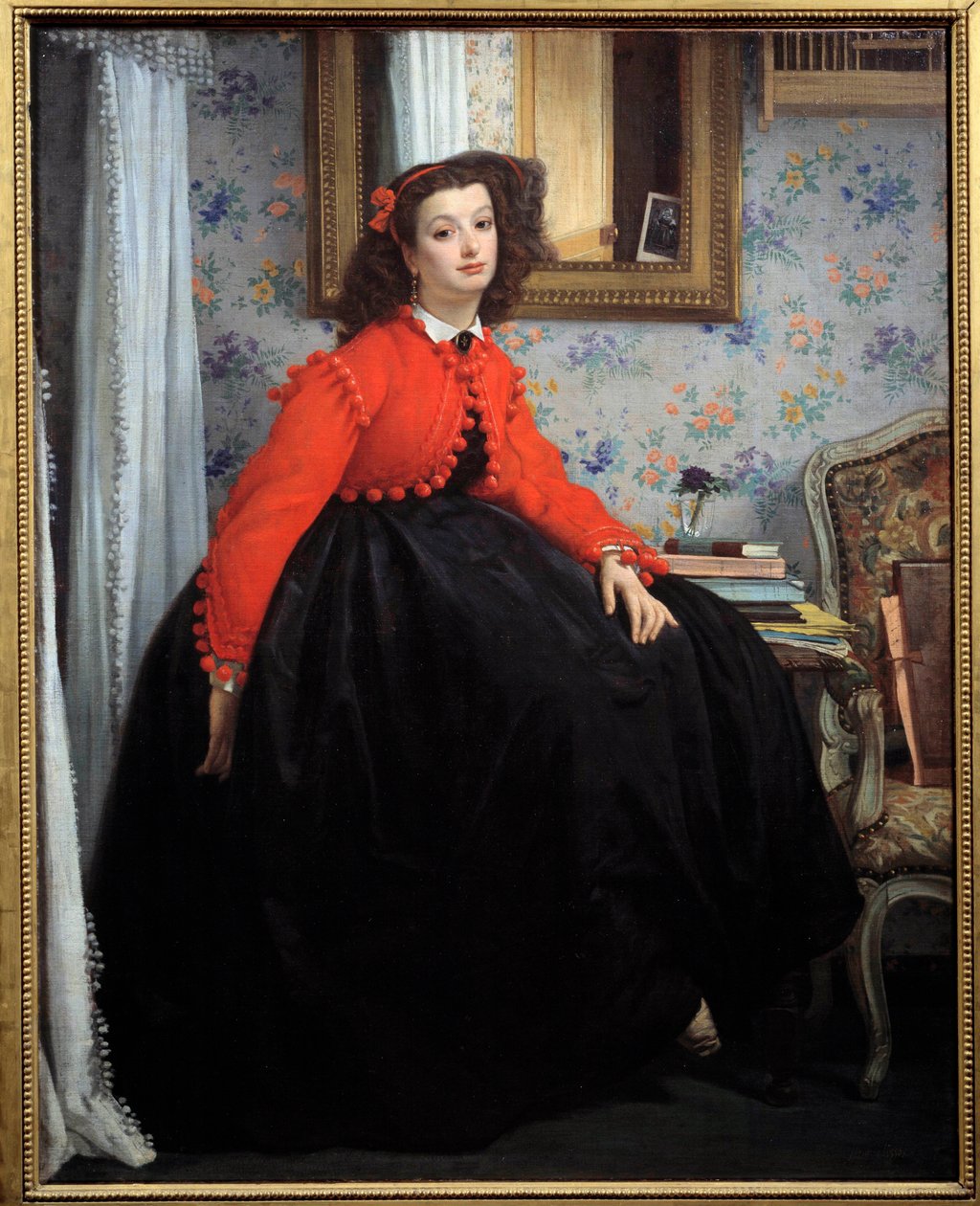 Ganzkörperporträt von Mademoiselle L. L., oder junges Mädchen in roter Jacke von James Jacques Joseph Tissot