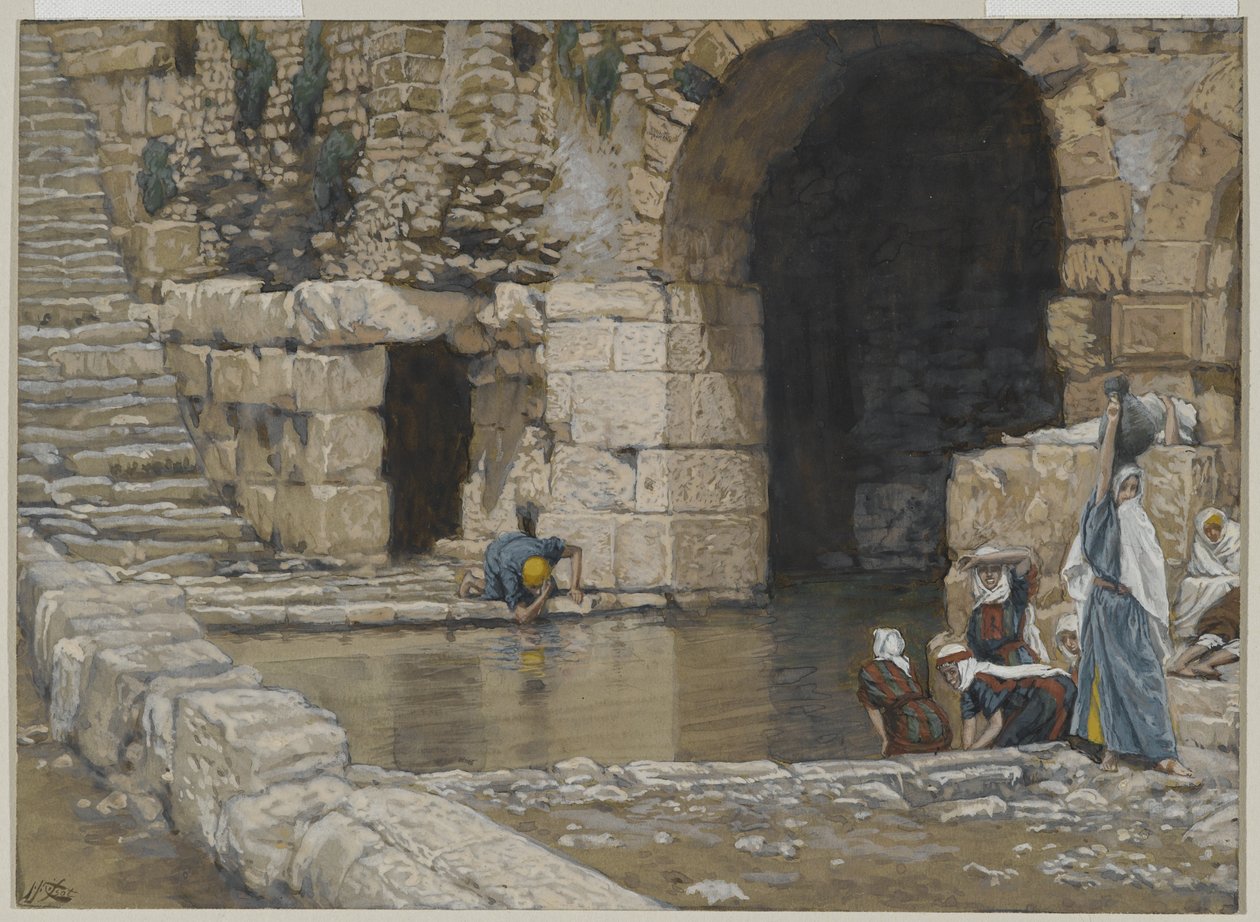 Der Blinde wäscht sich im Teich von Siloah, Illustration aus Das Leben unseres Herrn Jesus Christus, 1886-96 von James Jacques Joseph Tissot