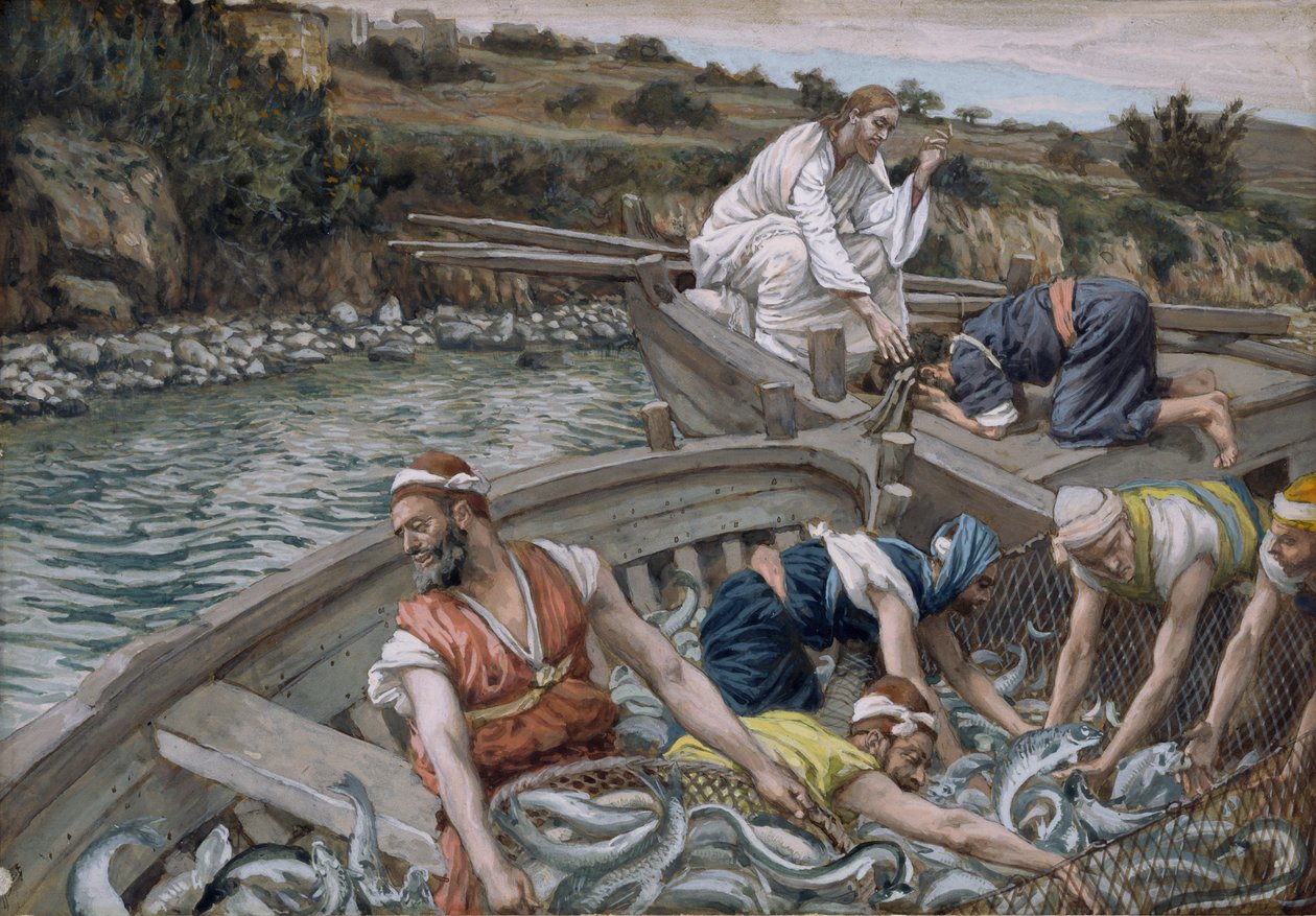 Der erste wunderbare Fischfang, Illustration für Das Leben Christi, ca. 1886-94 von James Jacques Joseph Tissot