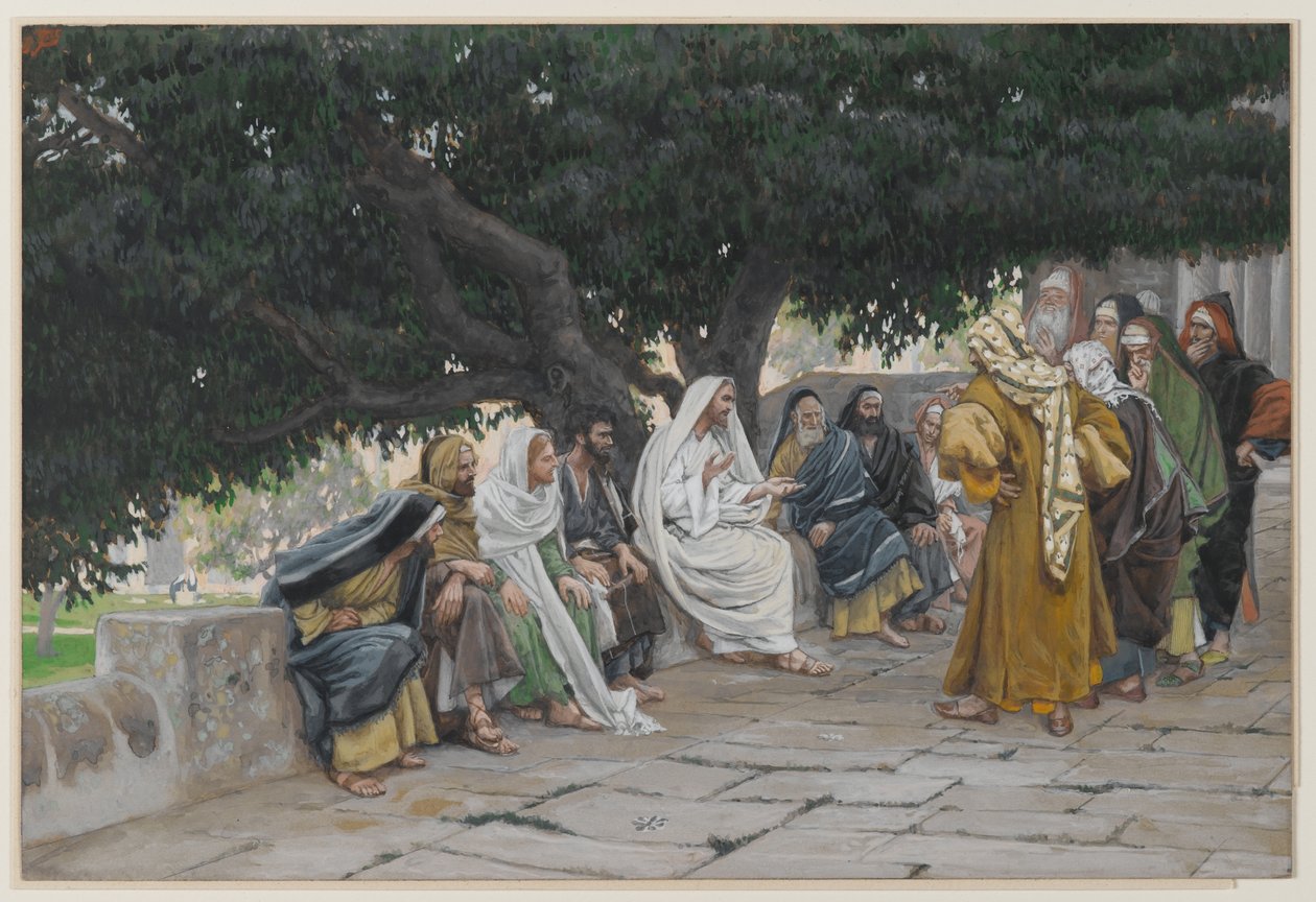 Die Pharisäer und die Sadduzäer kommen, um Jesus zu versuchen, Illustration aus Das Leben unseres Herrn Jesus Christus, 1886-94 von James Jacques Joseph Tissot
