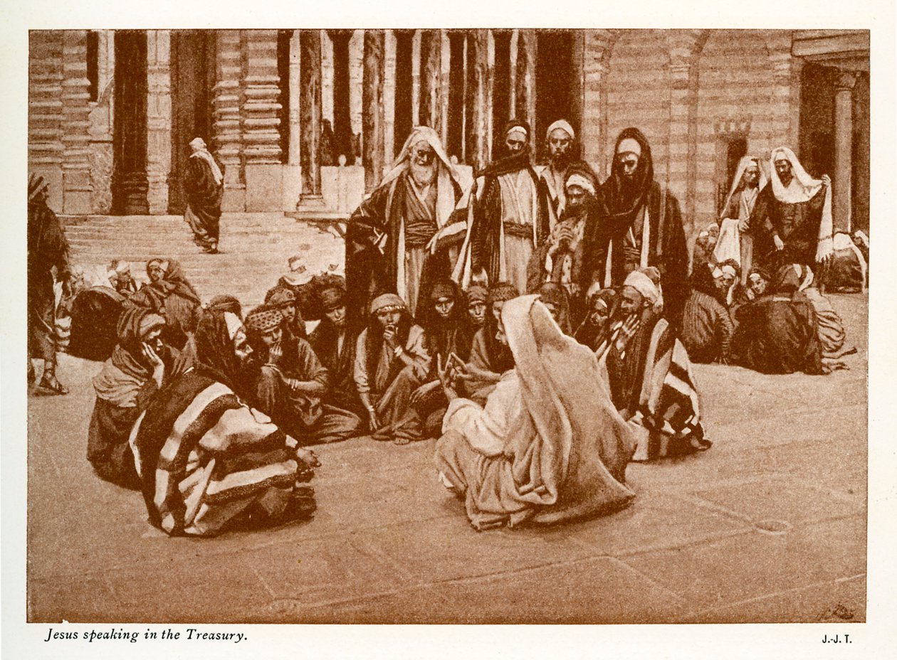 Jesus spricht im Tempelschatz - Johannes - Bibel von James Jacques Joseph after Tissot