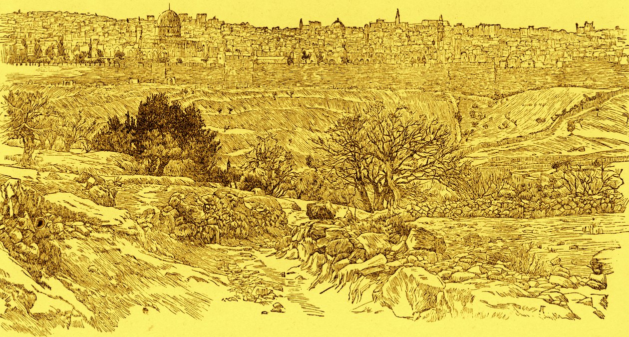 Alte Stadt Jerusalem vom Ölberg aus gesehen von James Jacques Joseph after Tissot