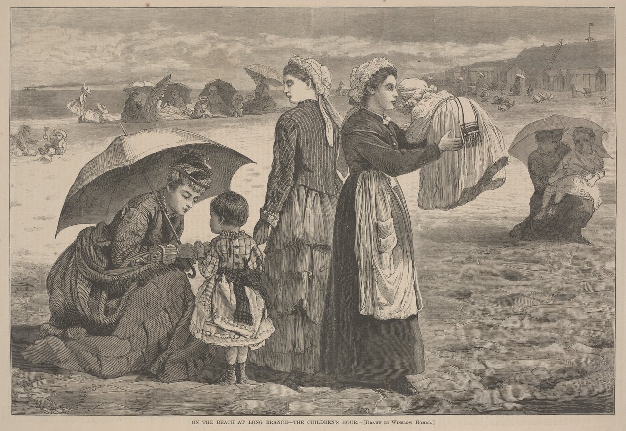Am Strand von Long Branch - Die Kinderstunde, 1874 von James L. Langridge