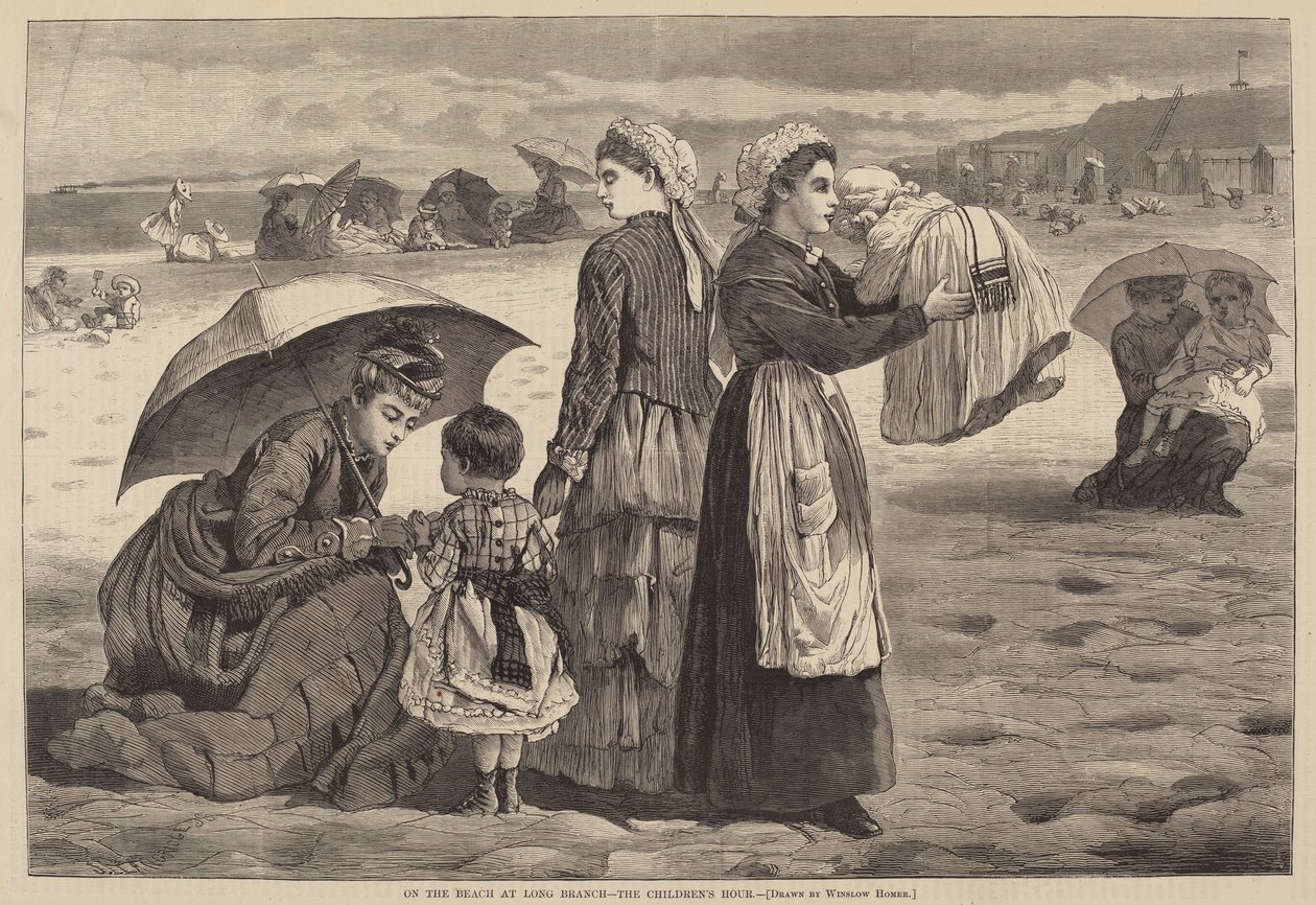 Am Strand von Long Branch - Die Kinderstunde von James L. Langridge after Winslow Homer