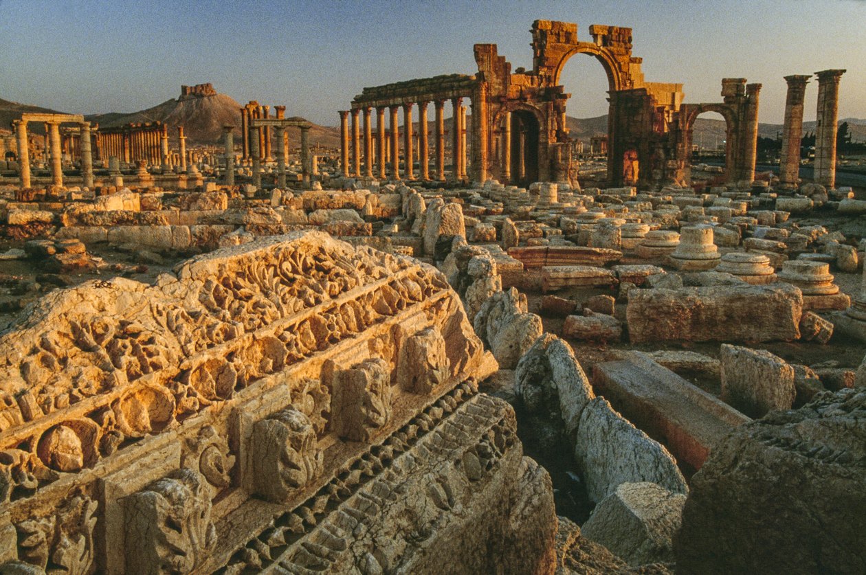 Blick auf die römischen Ruinen von Palmyra. PALMYRA, SYRIEN. von James L Stanfield