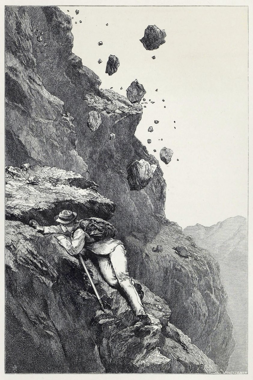 Eine Kanonade auf dem Matterhorn, aus Scrambles amongst the Alps in den Jahren 1860-69, veröffentlicht 1871 (Gravur) von James Mahoney
