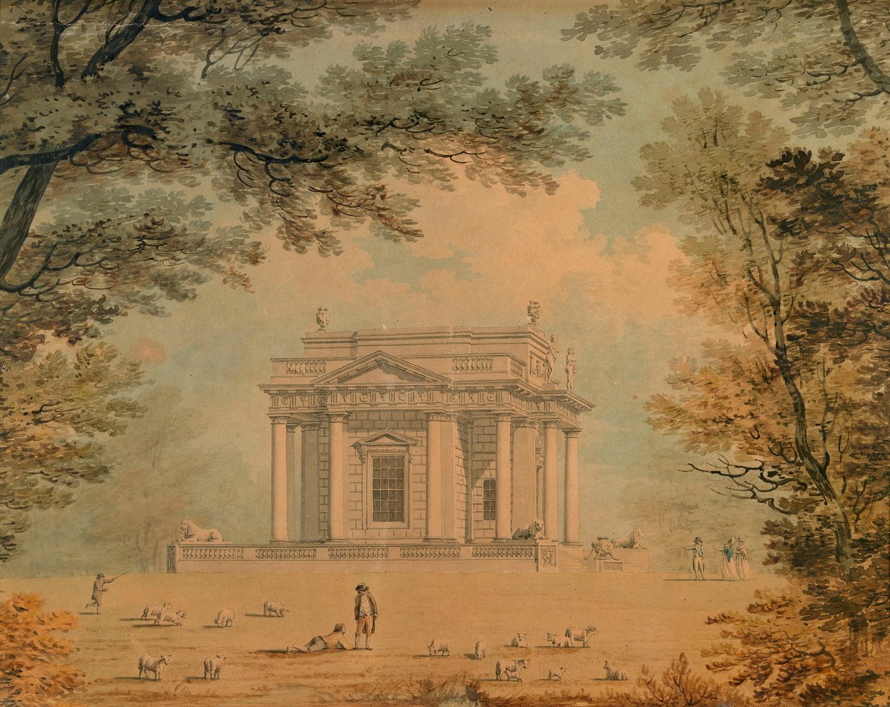 Lord Charlemonts Casino in Marino, Dublin, von Westen von James Malton