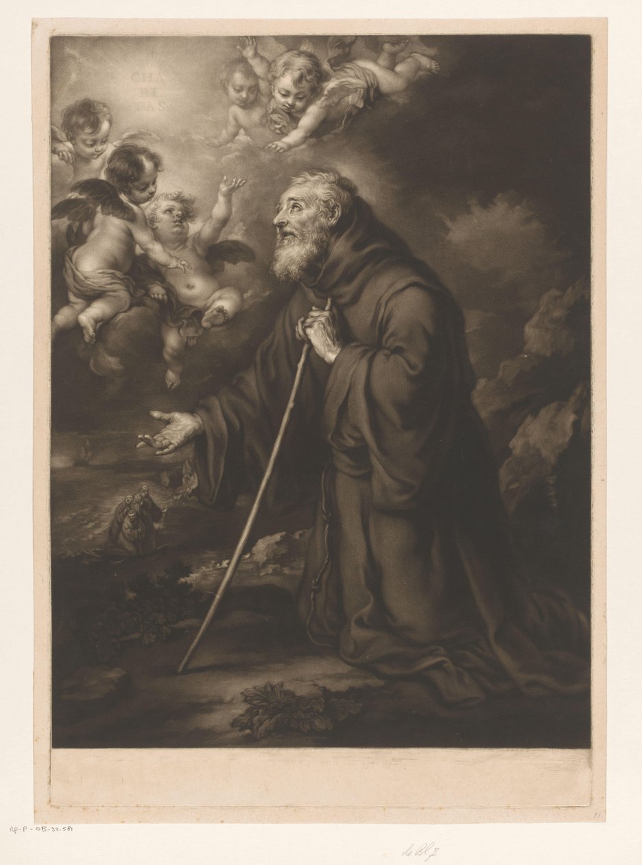 Der kniende heilige Franz von Paola im Gebet von James McArdell