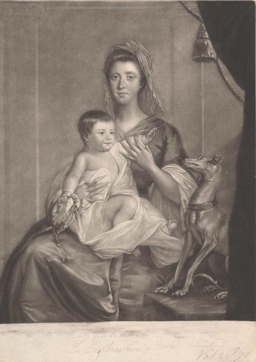 Lady Jane Cathcart (geb. Hamilton) und ihr Sohn von James McArdell