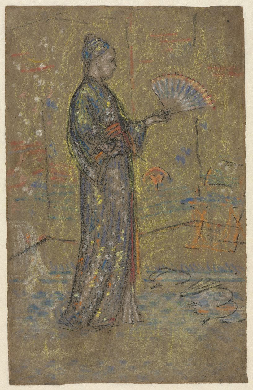 Japanische Frau malt einen Fächer von James McNeill Whistler