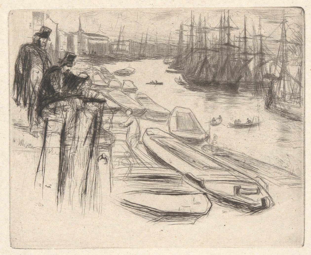 Der kleine Teich, aus dem Thames-Set (Eine Serie von sechzehn Radierungen von Szenen an der Themse und anderen Motiven) von James Abbott McNeill Whistler