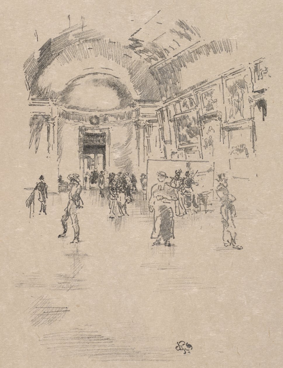 Die Lange Galerie, Louvre von James McNeill Whistler