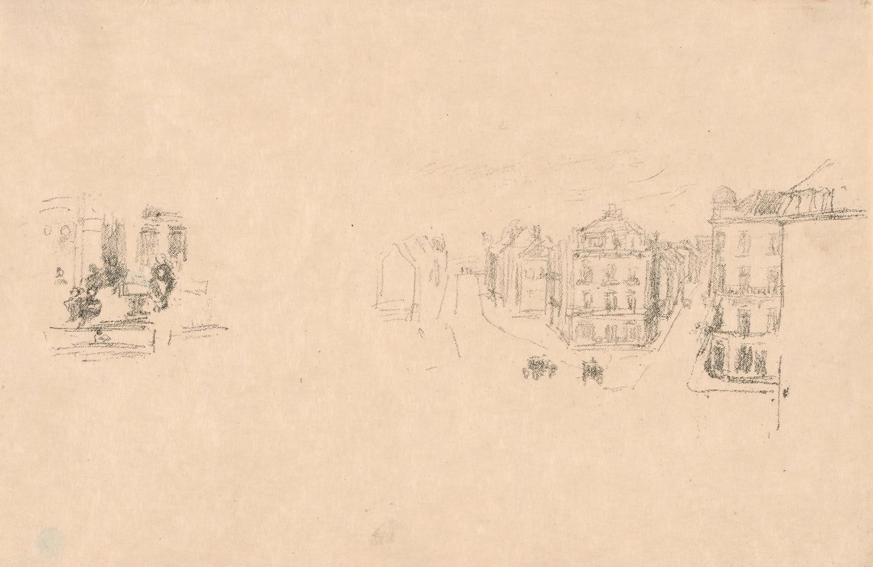 Zwei Versuchsskizzen: A. Grande Rue, Dieppe; B. Ein Innenraum von James McNeill Whistler