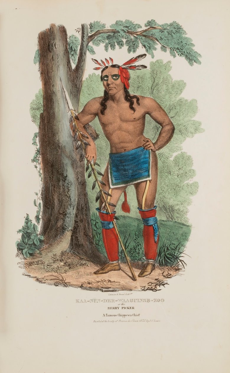 KAA-NUN-DER-WAAGUINSE-ZOO oder die Beerenpflückerin; Ein berühmter Chippewa-Häuptling, aus The Aboriginal Portfolio von James Otto Lewis