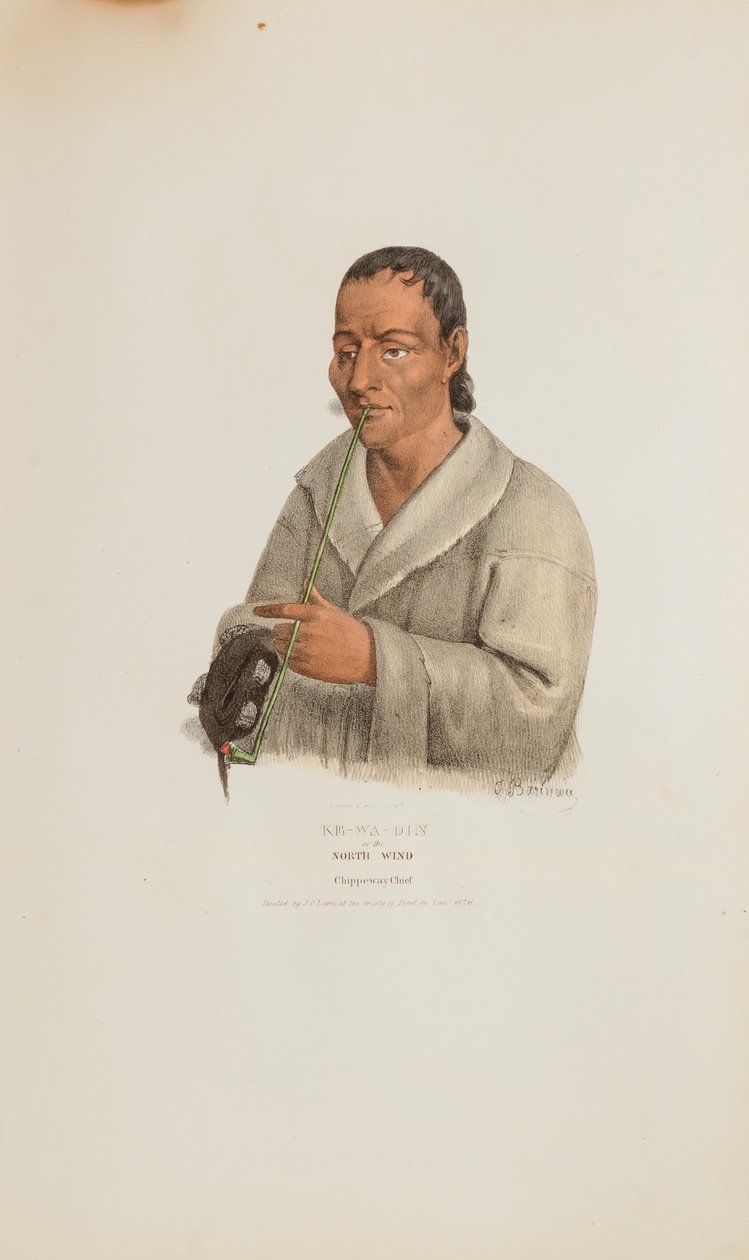 KE-WA-DIN oder der Nordwind; Ein Chippeway-Häuptling, aus dem Aboriginal Portfolio von James Otto Lewis