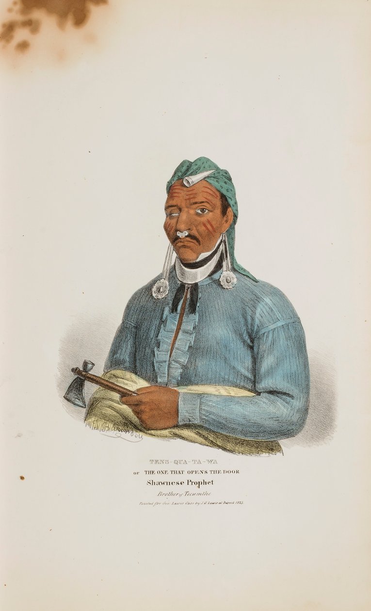 TENS-QUA-TA-WA oder Der, der die Tür öffnet; Shawnese Prophet (Bruder von Tecumthe), aus The Aboriginal Portfolio von James Otto Lewis