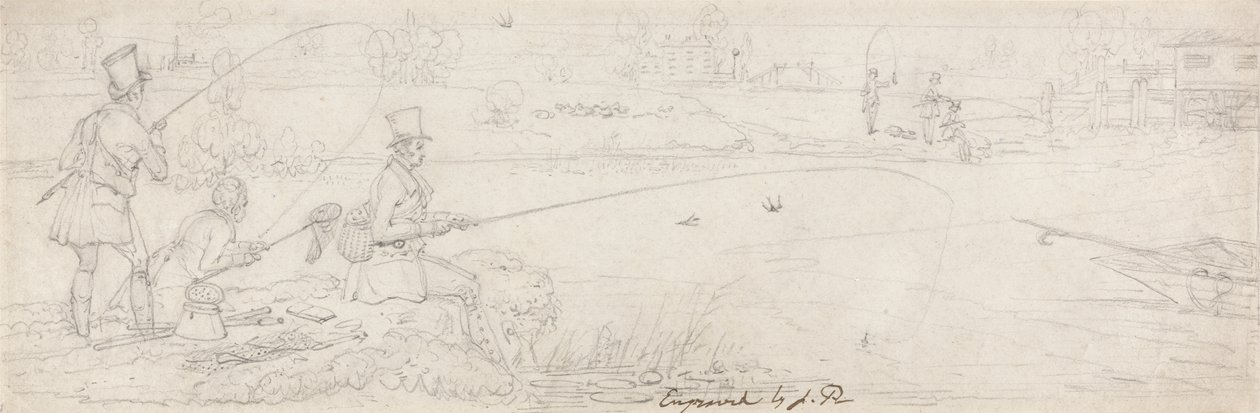 Grundfischen in der Nähe von Totten Mill (Graphit auf Papier) von James Pollard