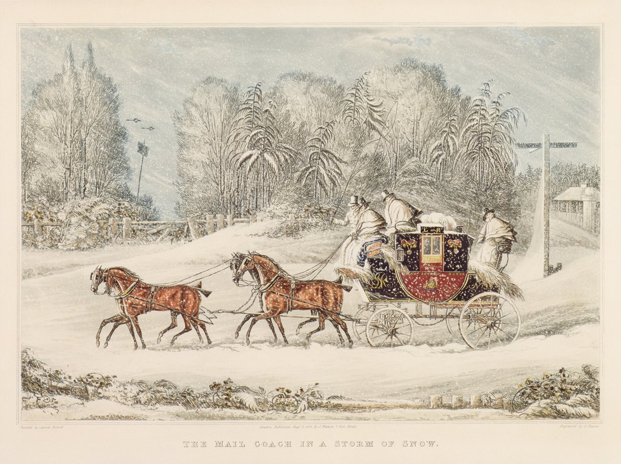 Die Postkutsche im Schneesturm, 1825 von James Pollard