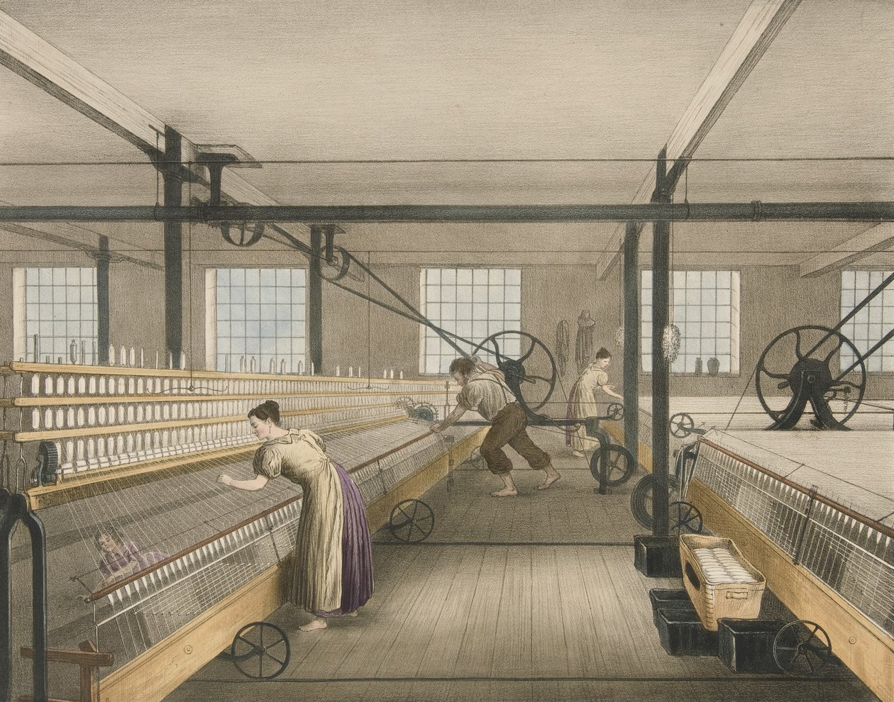 Spinnen, Fortschritt der Baumwolle Nr. 6, veröffentlicht 1840 von James Richard Barfoot