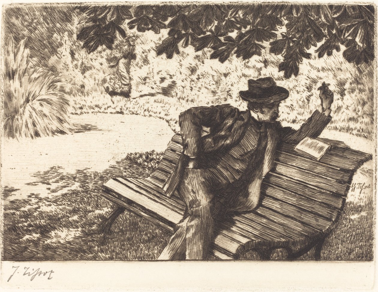 Denoisel liest im Garten von James Tissot