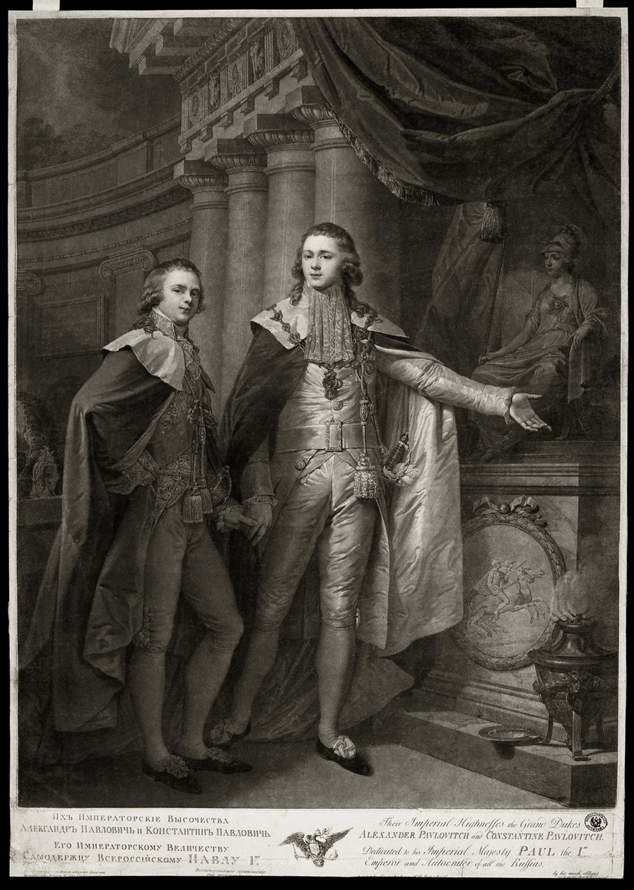 Porträts der Großfürsten von Russland Alexander I Pavlovitch und Konstantin Pavlovitch von James Walker