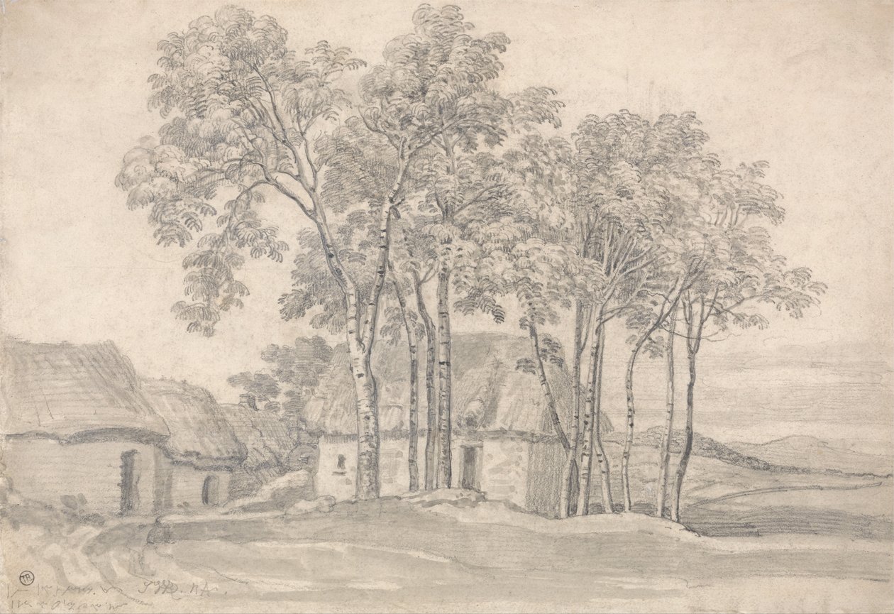 Ein Bauernhof zwischen Bäumen von James Ward