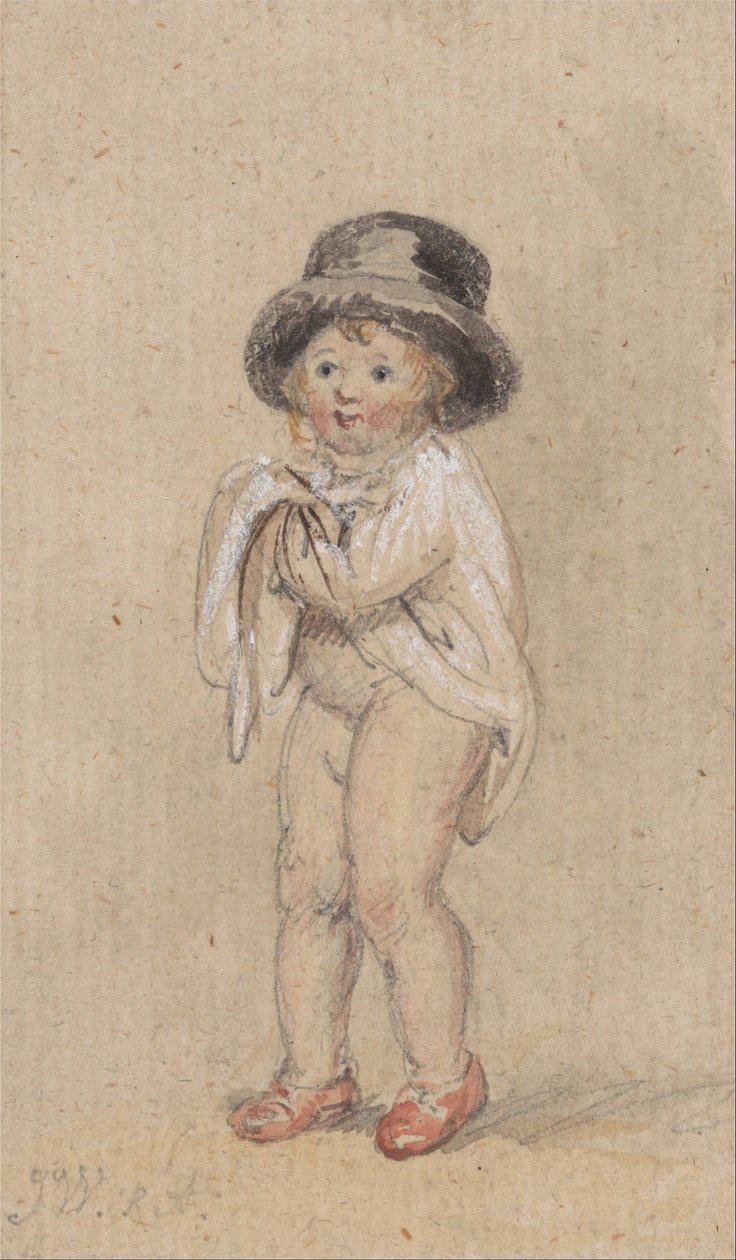 Ein kleiner Junge mit roten Schuhen (Kind mit roten Schuhen und Zylinder) von James Ward
