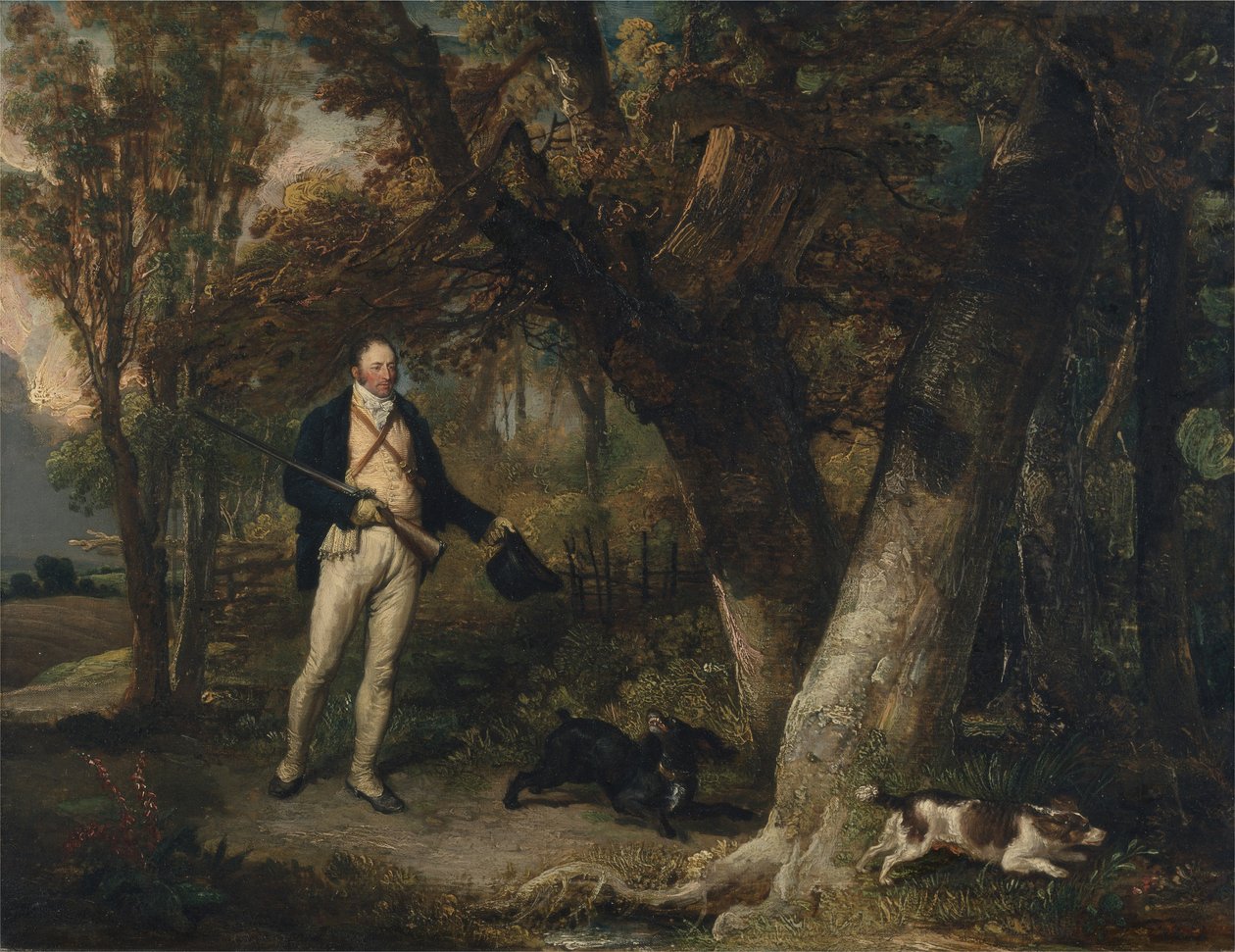 Porträt des Rev. Thomas Levett und Lieblingshunde, Hahnschießen von James Ward