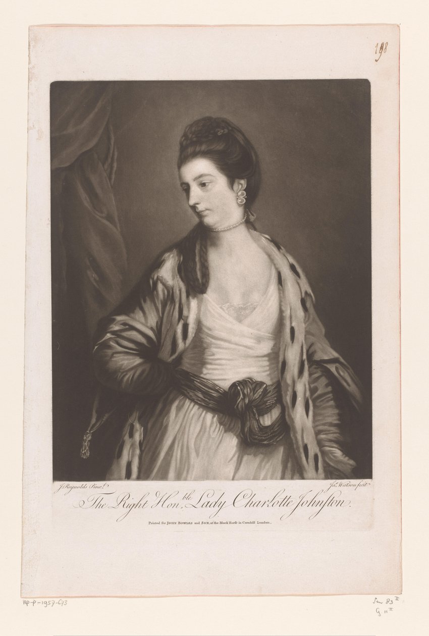Porträt von Charlotte Johnstone von James Watson (prentmaker)