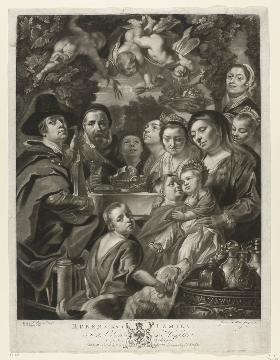 Porträt von Jacques Jordaens mit seinen Eltern, Brüdern und Schwestern (Schilderijen aus The Houghton Gallery) von James Watson (prentmaker)