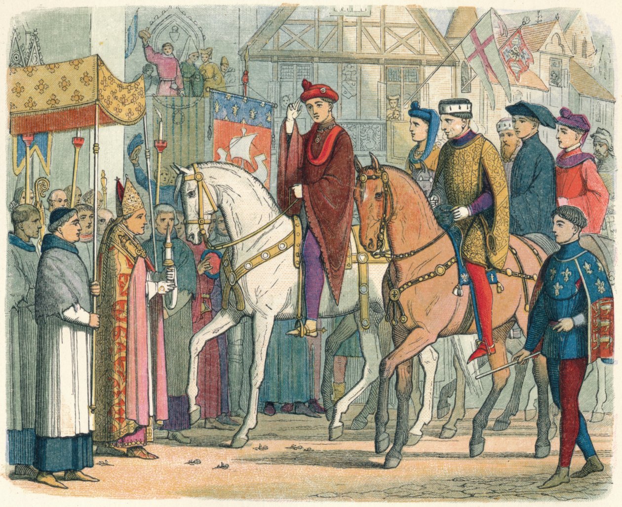 Charles und Henry von der Geistlichkeit begrüßt, 1420, 1864 von James William Edmund Doyle