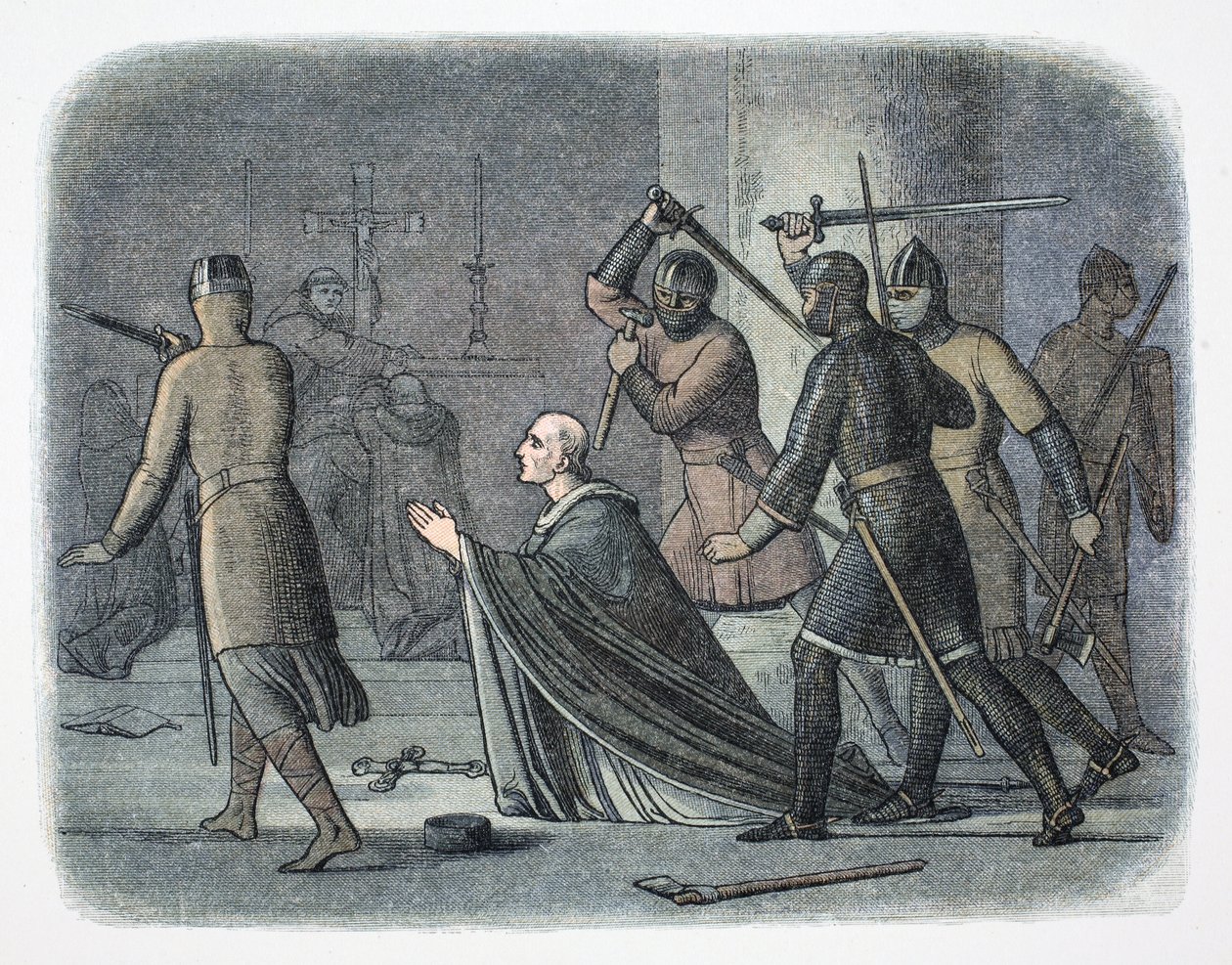 Mord an Thomas Becket, Canterbury Cathedral, Kent, 1170, 1864 von James William Edmund Doyle