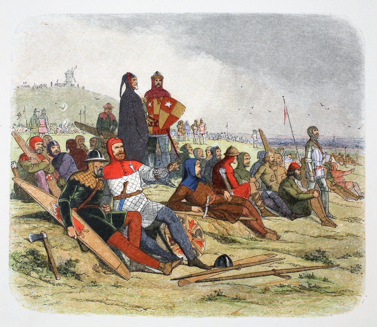 Die Engländer warten auf die Franzosen in der Schlacht von Crecy, Frankreich 1346, 1864 von James William Edmund Doyle