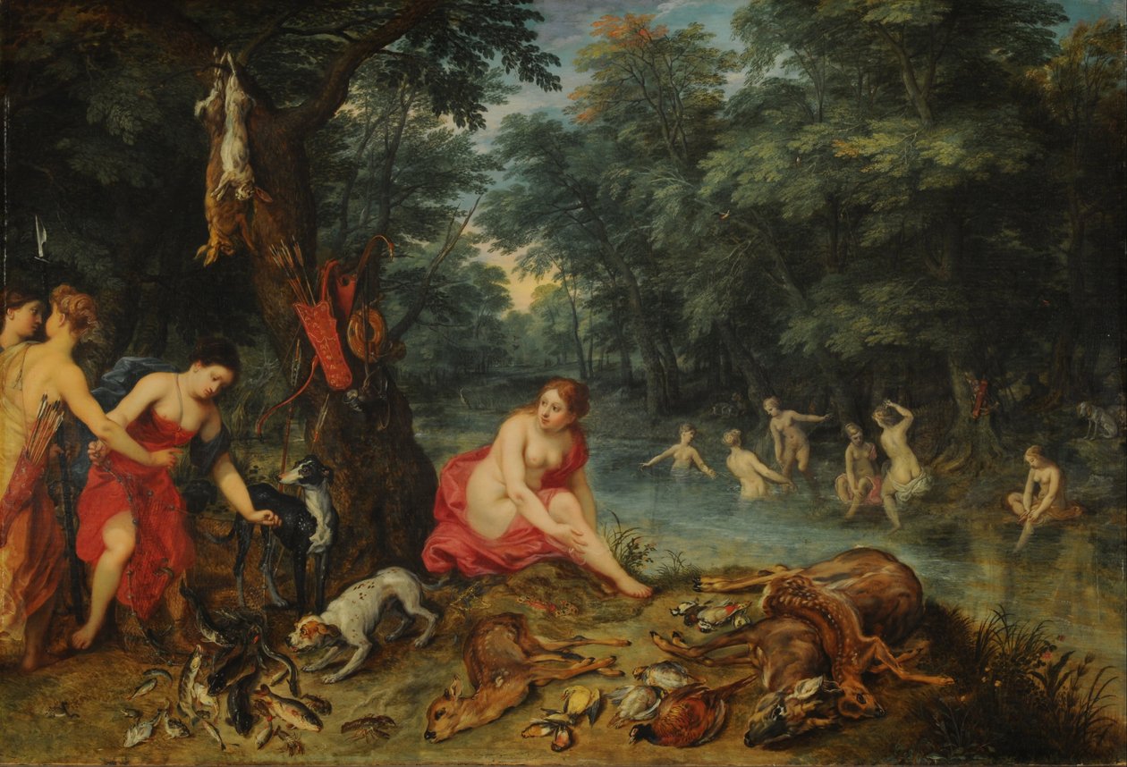 Baño de Ninfas (Die Nymphen Dianas kehren vom Fischen zurück) von Jan the Elder Brueghel