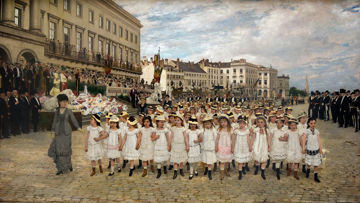 Umzug der Schulen im Jahr 1878 von Jan Frans Verhas