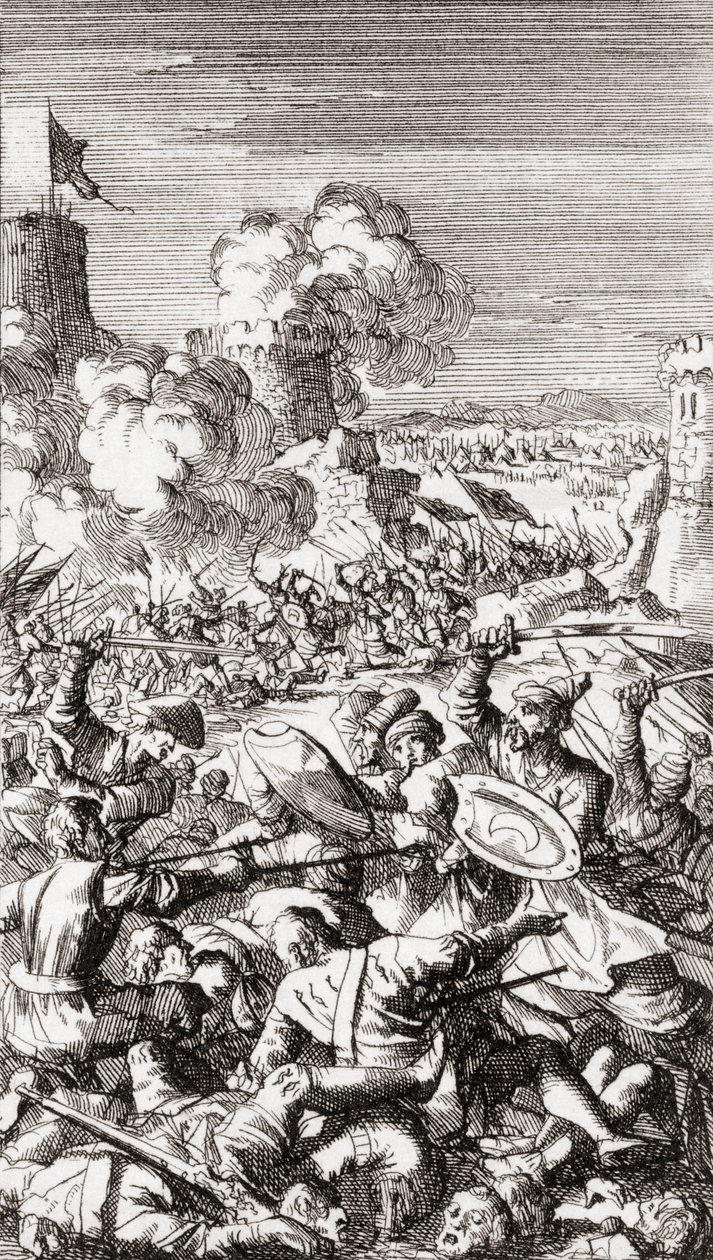 Belagerung von Nikosia, Zypern, durch die Osmanen von Jan (after) Luyken