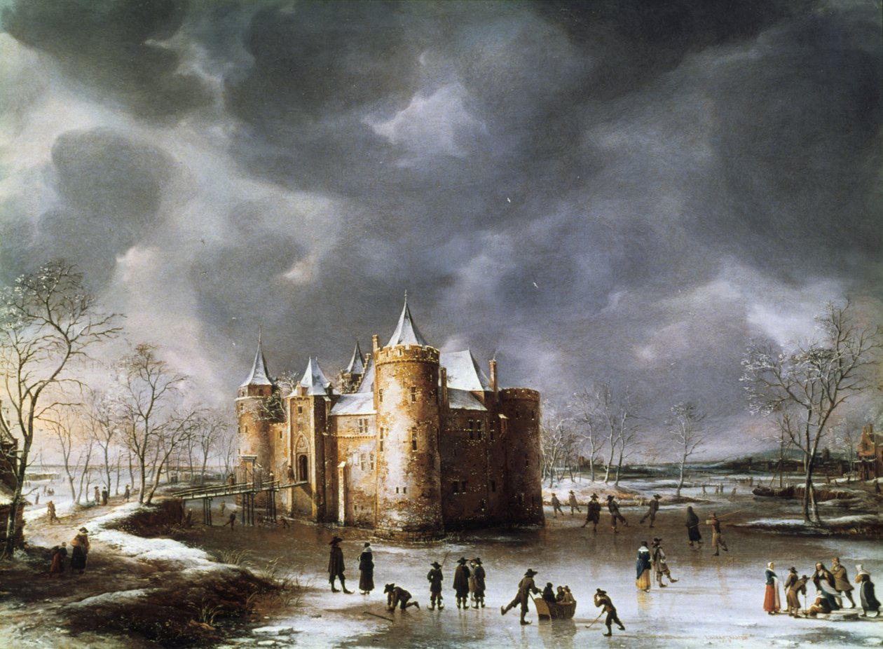 Das Schloss von Muiden im Winter, 1658 von Jan Abrahamsz. Beerstraten