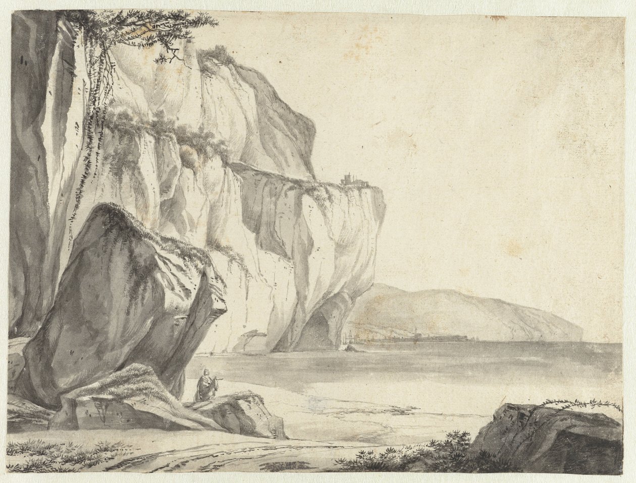 Küstenansicht mit aus dem Wasser ragenden Felsen von Jan Asselijn (attributed to)