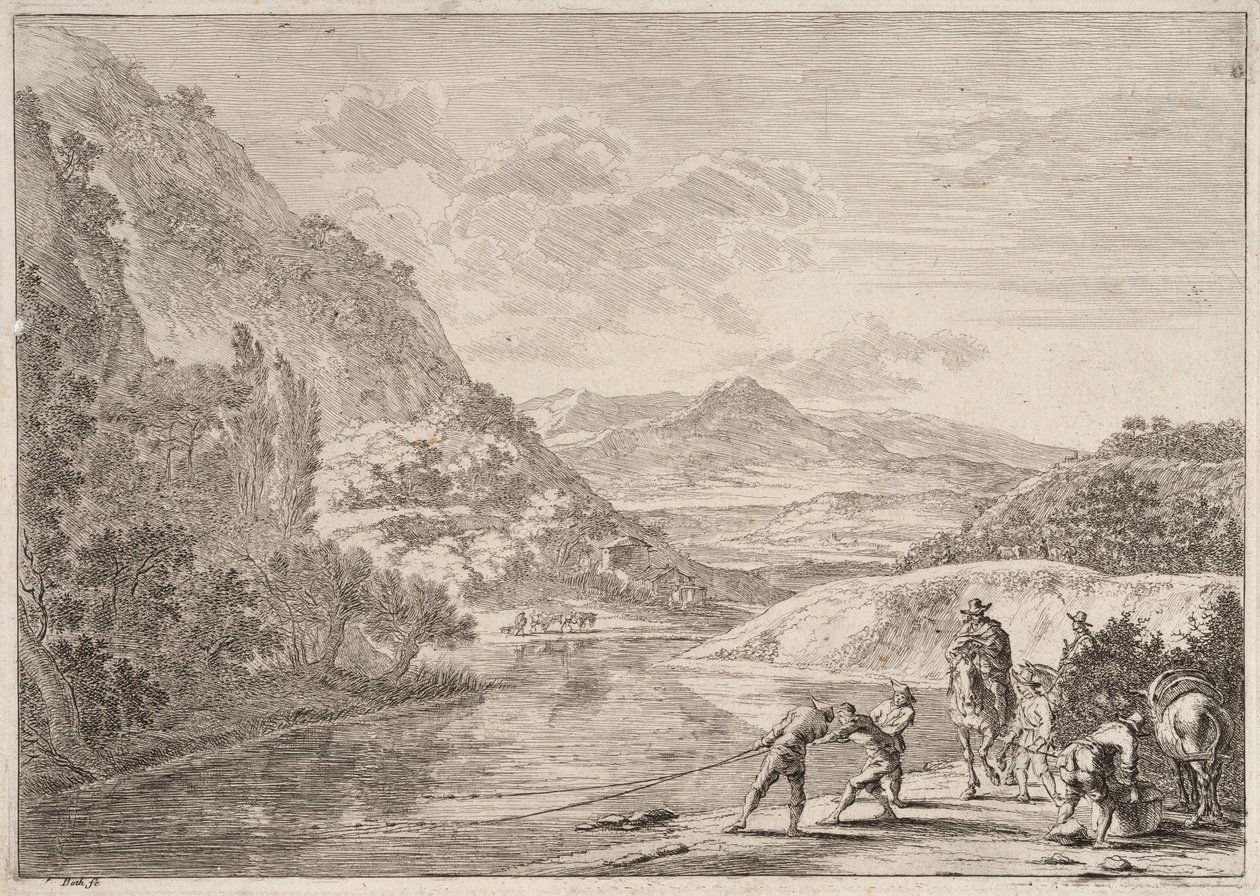 Fischer am Tiber, aus der Serie Ansichten von Rom und Umgebung von Jan Both