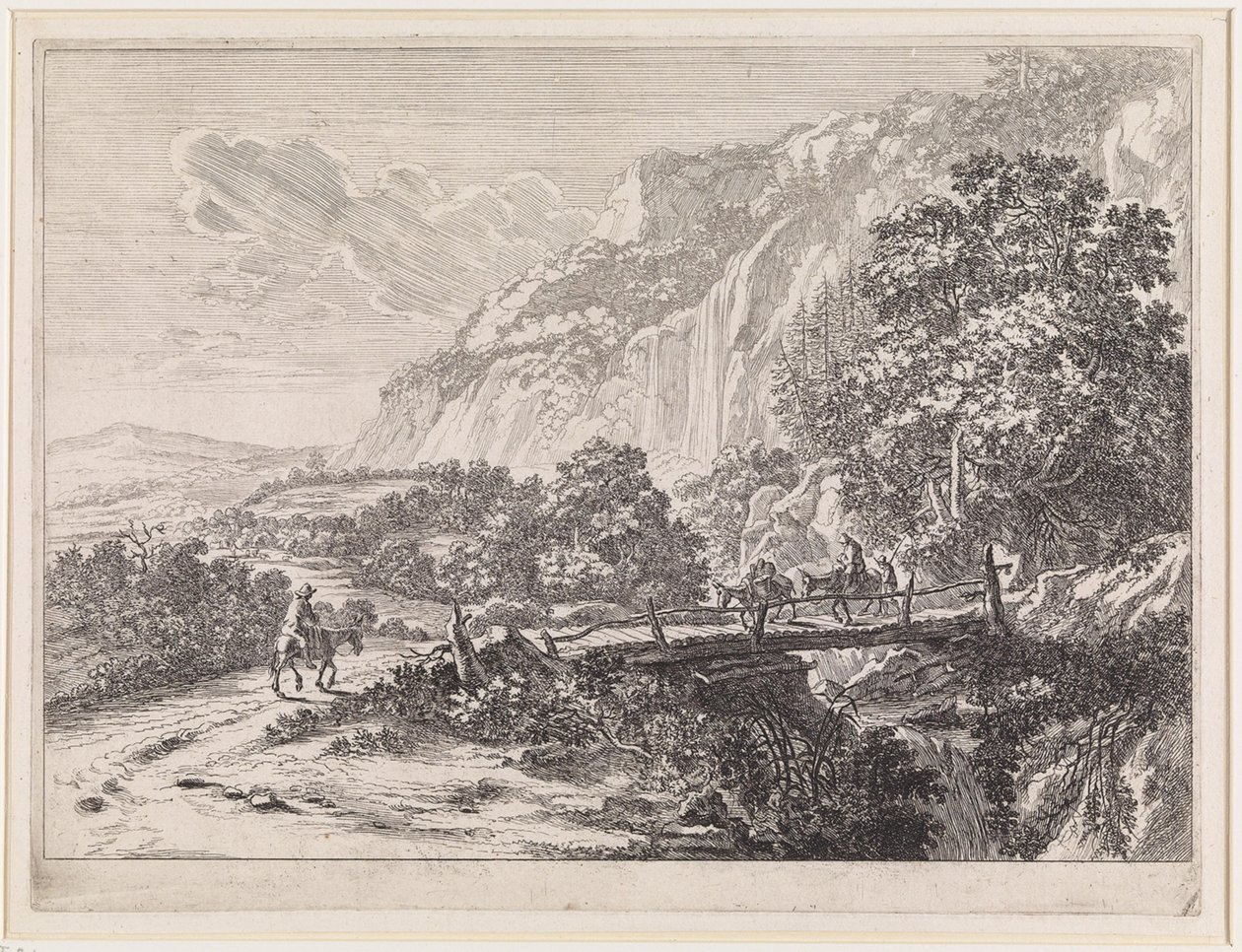 Landschaft mit Holzbrücke bei Sulmona nahe Tivoli von Jan Both