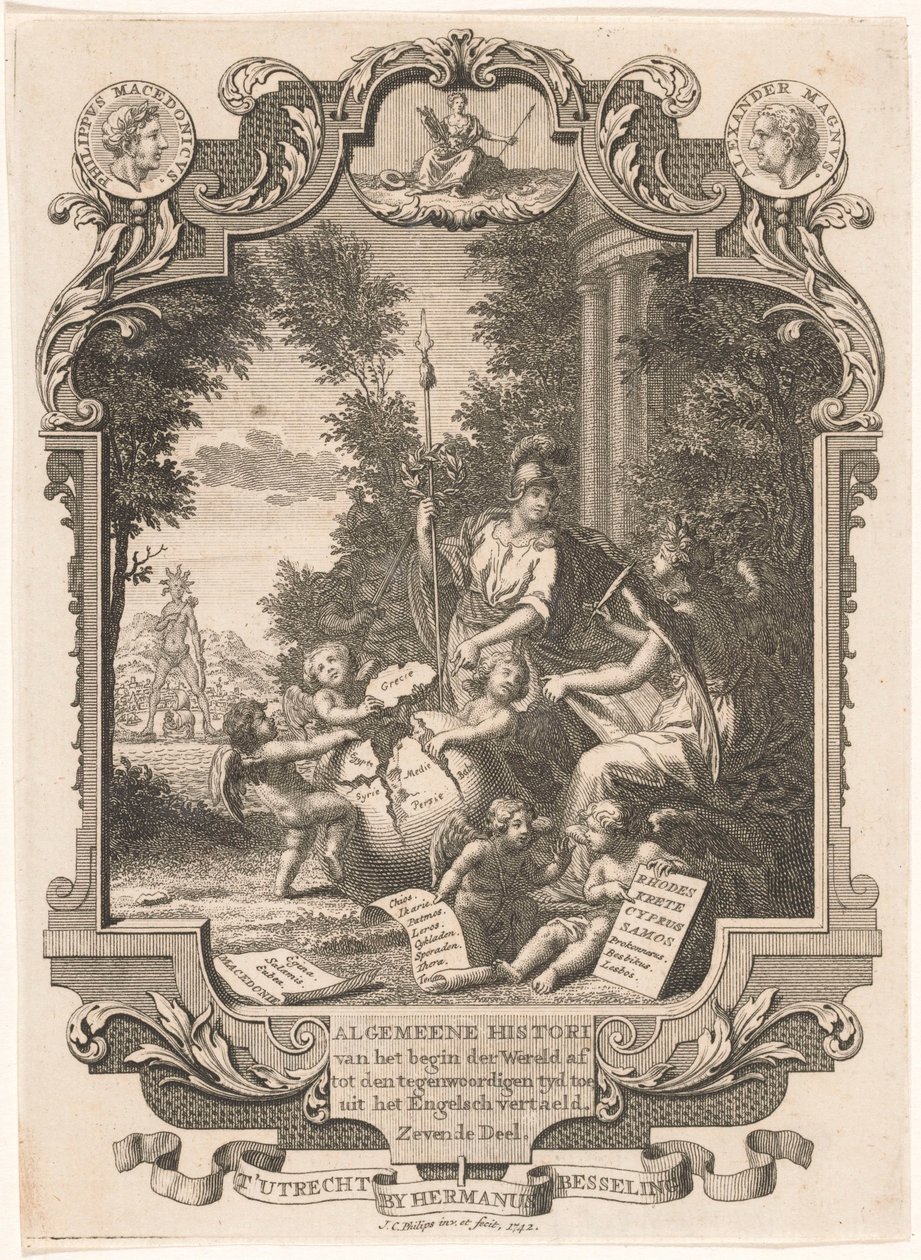 Kartusche mit Allegorie auf die Geschichte Griechenlands von Jan Caspar Philips