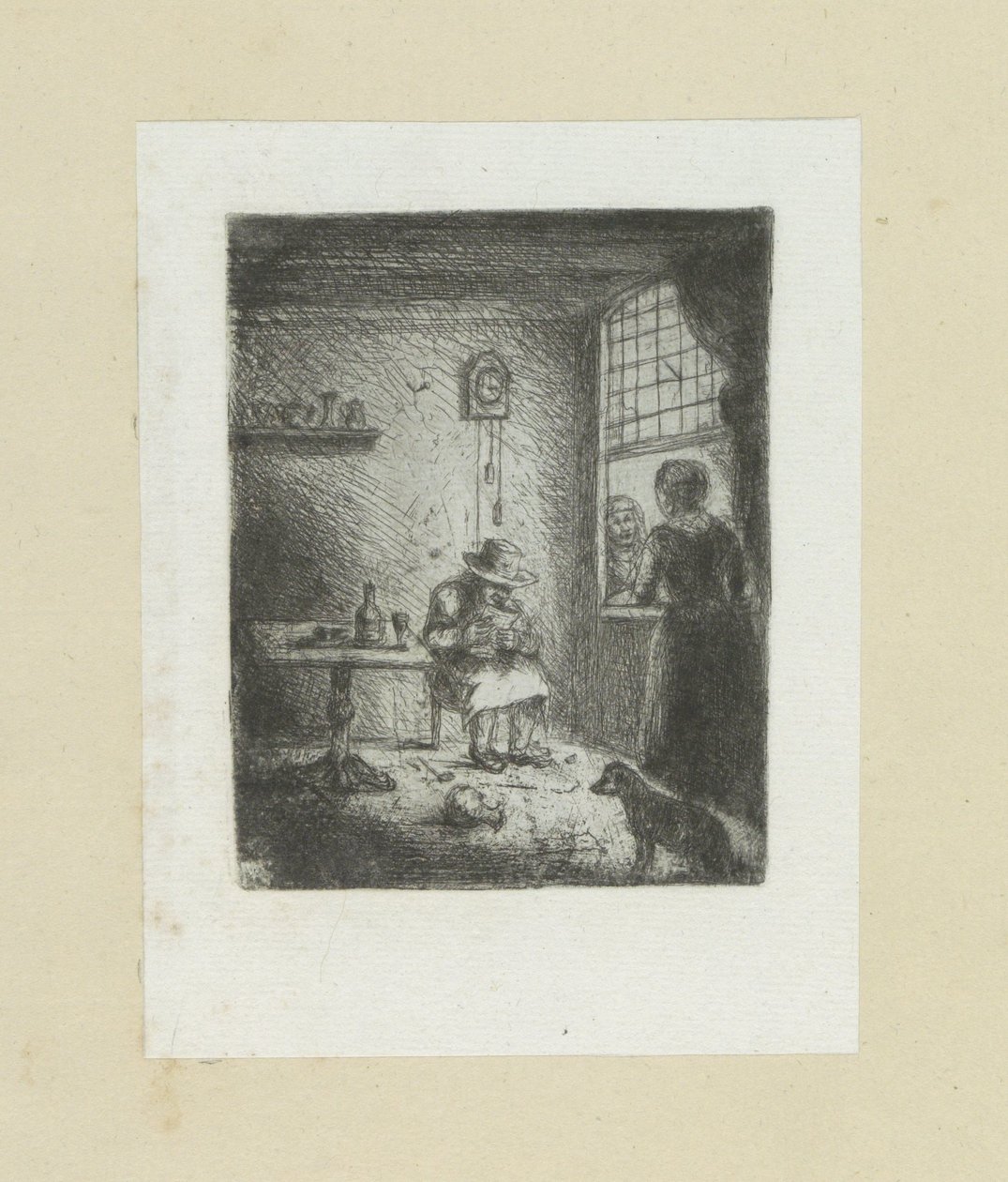 Interieur mit lesendem Mann von Jan Chalon