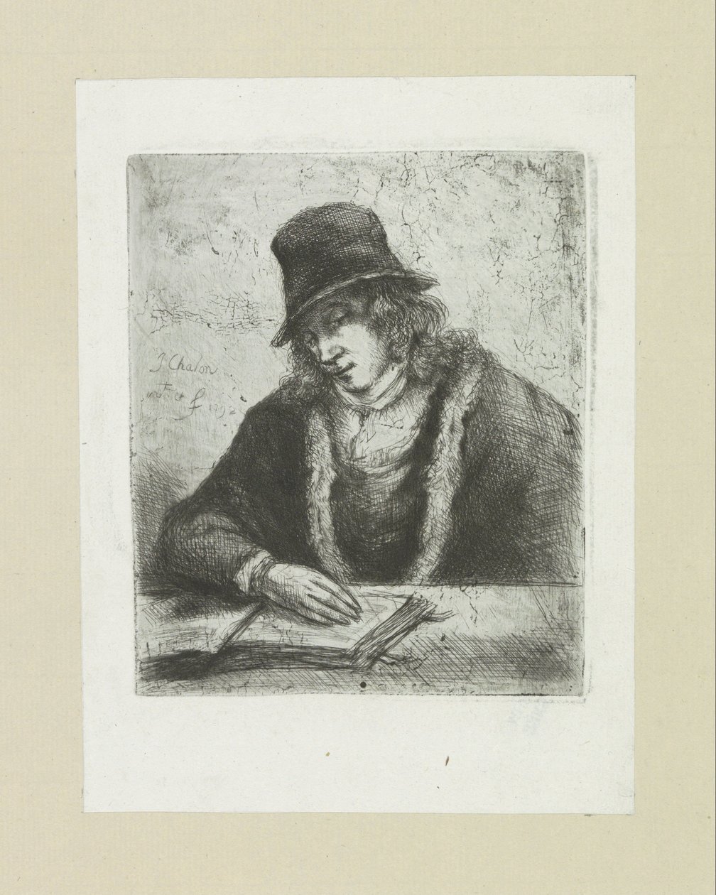 Lesender Mann mit Hut von Jan Chalon