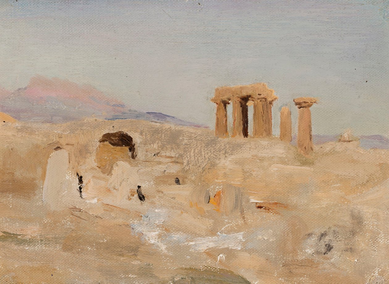 Tempel des Apollon und Parnass in Korinth. Aus einer Reise nach Griechenland von Jan Ciągliński